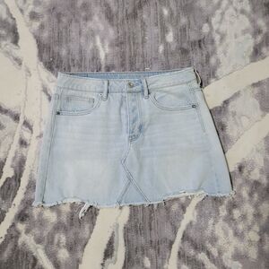 American Eagle Sky Blue Frayed Hem Mini Skirt Size 4